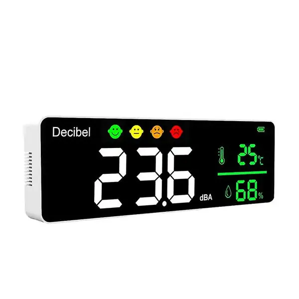 DM1306D Digitalt desibel lydmåler Smart støydetektor 30-130DB Temperatur- og fuktighetsmåler