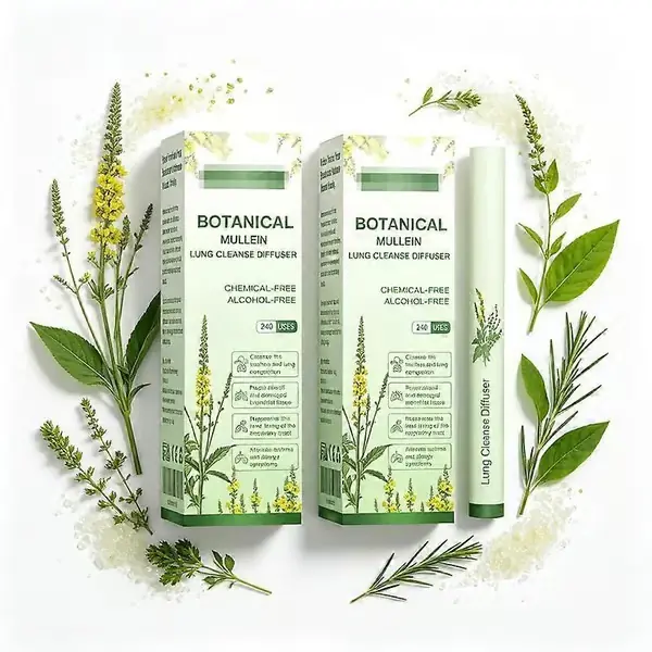 Botanisk Mullein Urteinhalasjonsstift, Naturlig Mild Urtearomastift, Bærbar Forfriskende Duftinhalator, Praktisk Daglig Aromaterapitilbehør 2pcs