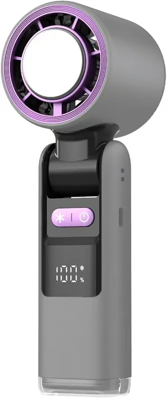 Bærbar Peltier kjølepute vifte kjølehåndholdt vifte kaldplate 4000mAh oppladbar 100-trinns LED-skjerm reisebruk Grey
