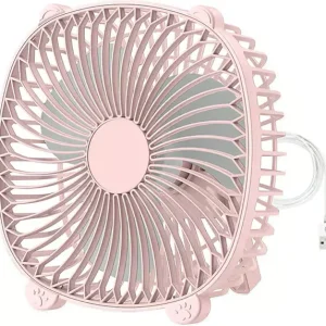 Kablet skrivebordsvifte, 7 tommer liten stillegående kjøler, hengende/veggmontert/stående bordvifter for hjemmekontor kjøkken bilbruk (rosa)