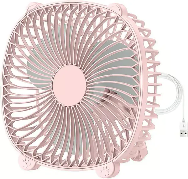 Kablet skrivebordsvifte, 7 tommer liten stillegående kjøler, hengende/veggmontert/stående bordvifter for hjemmekontor kjøkken bilbruk (rosa)