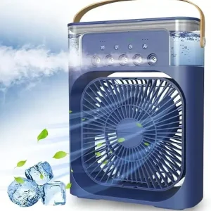 Mini klimaanleggvifte – Bordvifte med 3 hastigheter, 3 spraymoduser, LED-lys og timer, USB-kjøler for hjemmet