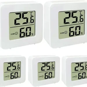 5 stk termometer for innendørs bruk, romtermometer digital innendørs, LCD intelligent hygrometer