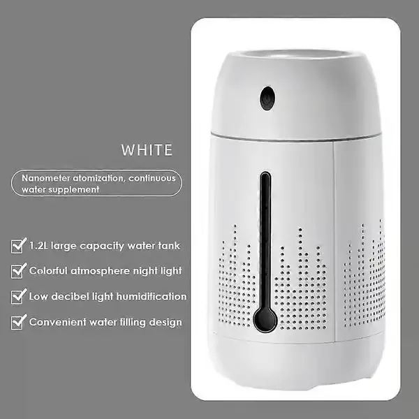 Luftfukter med stor kapasitet for hjemmet USB ultralyd diffuser kjølig tåke maskin stillegående diffuser for hjemmekontor White