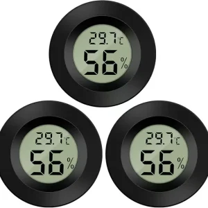 3 stk. Mini Digitalt Innendørs Termometer Hygrometer for Stue, Drivhus, Kjeller, Lager, Låve, Barnerom og Garderobe (5*5*2cm)