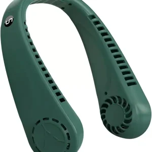 5-trinns USB oppladbar bærbar halsvifte, mini bladløs håndfri vifte