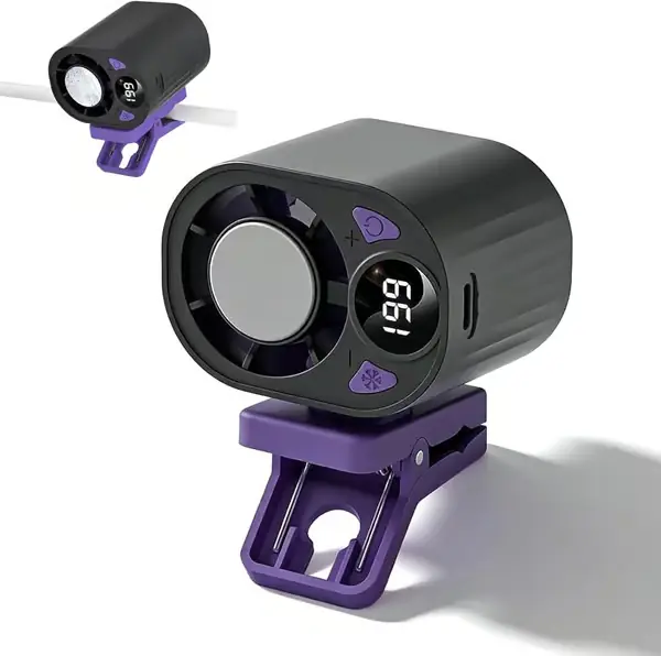2026 Bilklipsvifte, USB Oppladbar Mini Luftkjøler, 199-Hastighets Stille Bladløs Kjølevifte, 360° Roterbar Klips for Bil, Reise og Campingbruk