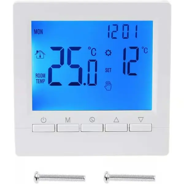 Smart veggtermostat med LCD-skjerm for gulvvarme - Blå B