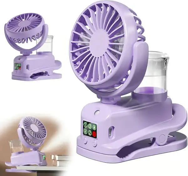 Mini bærbar USB-klipsventilator (lilla)
