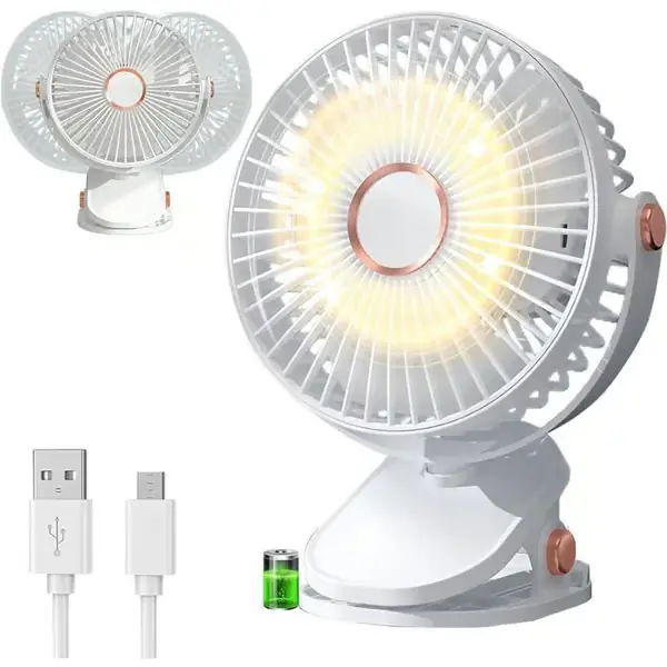 USB-bordvifte, klemmevifte, 3 hastigheter, 360° rotasjon, bærbar mini USB-bordvifte for hjemmet, hvit