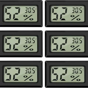 6 stk Mini Digital LCD Termometer Hygrometer Temperatur Fuktighet -50~70℃ 10%~99% RH Bærbar Termometer Thermo Hygrometer Indikator for Kontorsett