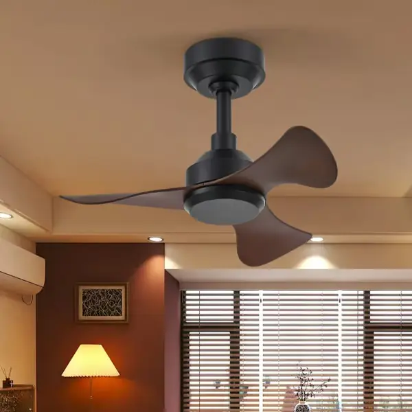 56 cm takvifte uten lys, stillegående DC-motor, 6-trinns fjernkontroll, moderne takvifte for stue og soverom Black Walnut 56cm