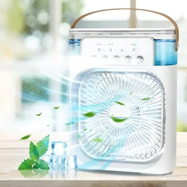 Bærbar Mini Tåkevifte - Hvit - USB Oppladbar - 3 Hastigheter - Stillegående - 600ml