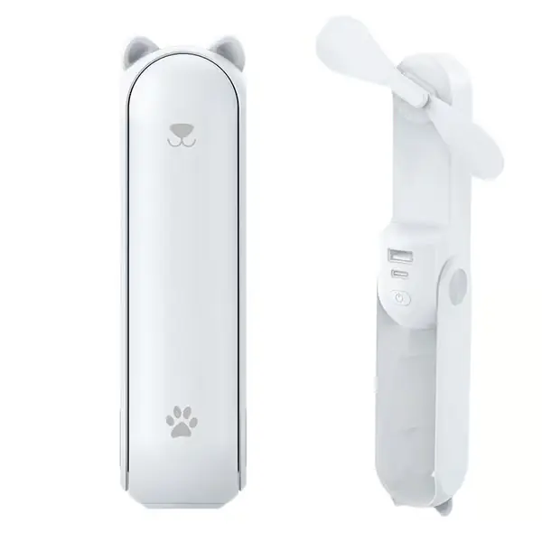 Mini bærbar sammenleggbar vifte – USB-oppladbar, stillegående drift, 14–21 timers batterilevetid White