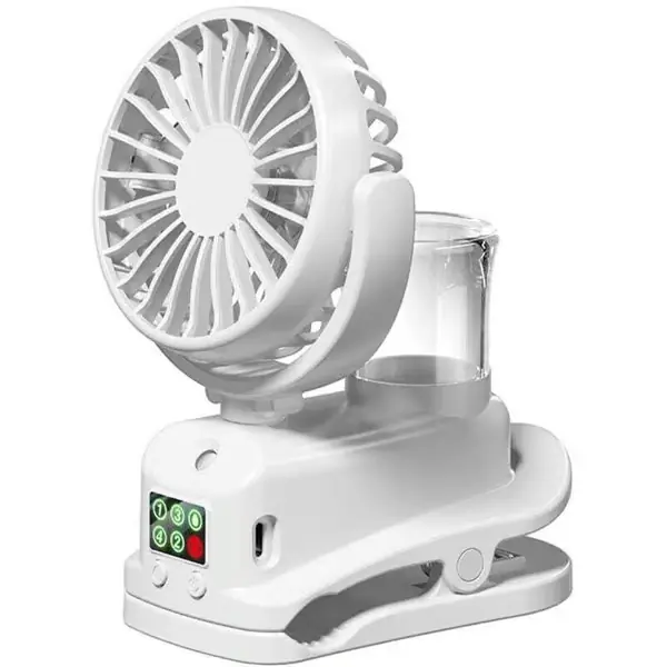 Mini oppladbar bærbar vifte. Bærbar vifte med fire hastigheter. USB bærbar vifte - hvit.