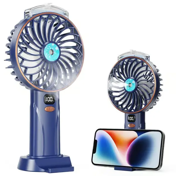 Mini Spray Håndholdt Vifte med USB-C - 25ml Vanntank, LED-skjerm og Lang Driftstid, Stillegående og Forfriskende for Reise og Varme Dager dark blue