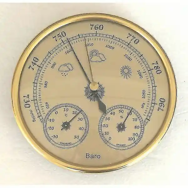 Barometer, værstasjon med barometer og hygrometertermometer, 3 i 1 veggmontert analog værstasjon for innendørs og utendørs bruk