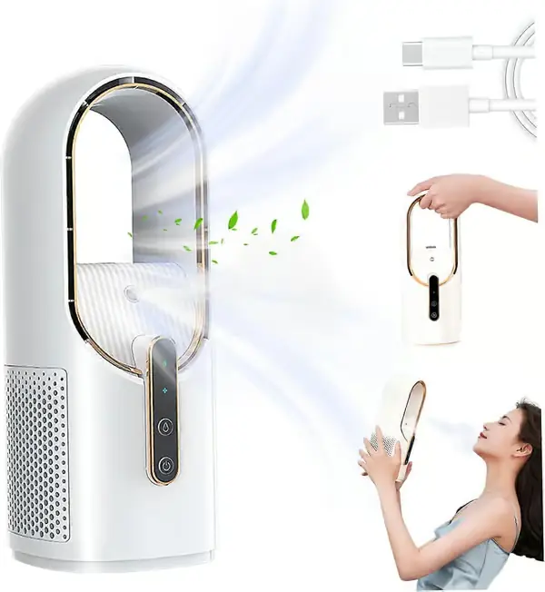 Portable vifter, bærbar vifte, bordvifte med spray, liten bordvifte med mist