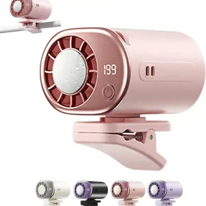 Bærbar klemmevifte og halsvifte, hastigheter, USB oppladbar midje- og halsvifte med kjølefunksjon Universell iskjølevifte 360° roterbar Pink
