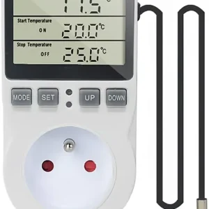220V Digital Temperaturkontroller Termostatkontakt Varme Kjøling med Probe, LCD Temperaturkontrollerkontakt for