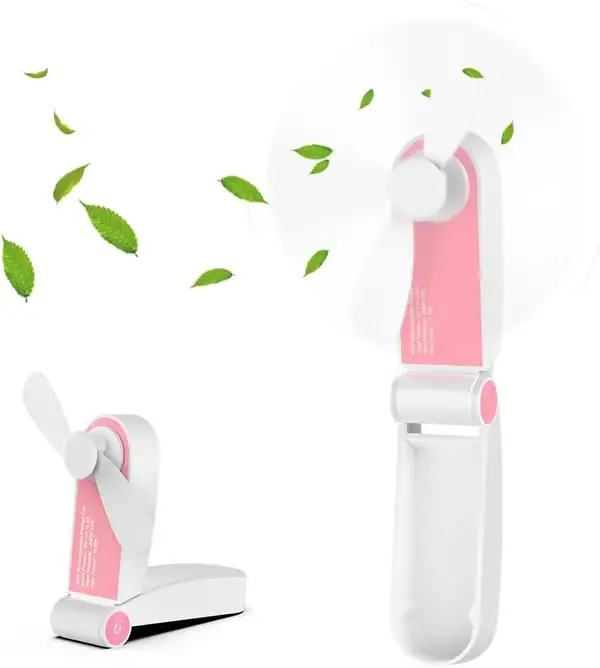Myk Blad Liten Vifte, Bærbar Oppladbar Sammenleggbar Lommevifte med Justerbare 2 Hastigheter USB-Kabel