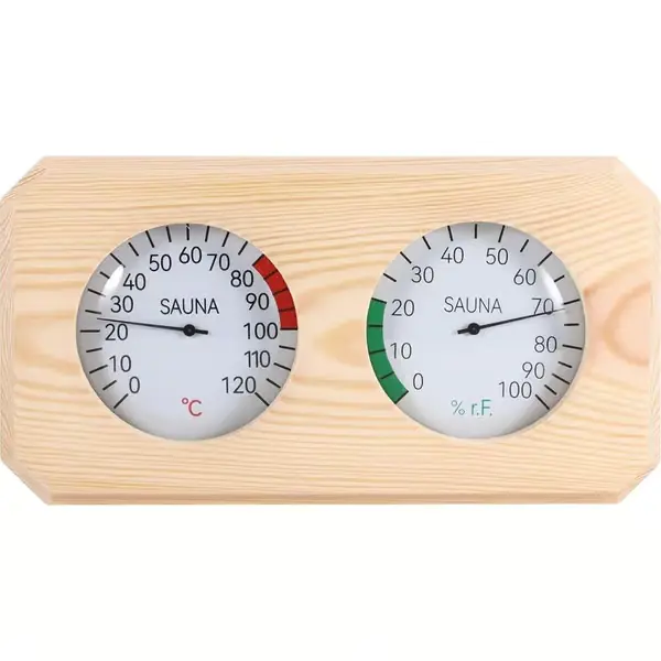 2-i-1 Badstuetermometer, Tre Thermo-Hygrometer, Høy Presisjon, Tre Hygrometer for Badstue (Fahrenheit), Tilbehør til Badstue og Dampbad