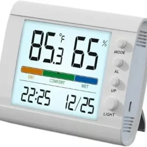 Bærbar ABS husholdnings multifunksjonell vekkerklokke elektronisk temperatur fuktighetsmåler innendørs for soverom