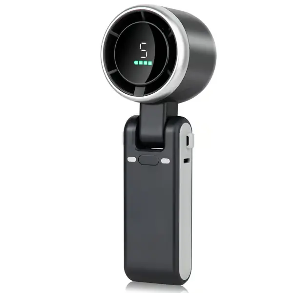 Sammenleggbar bærbar håndholdt vifte Type-C hurtiglading, 4000mAh batteri, 5 hastigheter, 6 timers kjøling m/ snor White