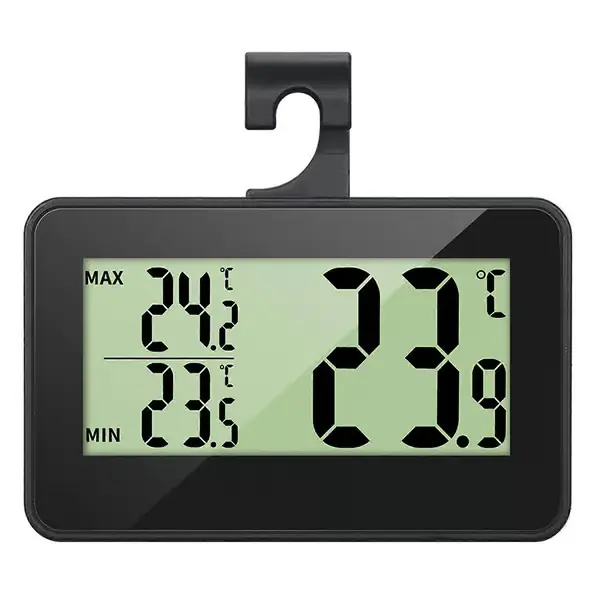 Elektronisk Digitalt Kjøleskapstermometer LCD-Skjerm Fryser Temperatur med -20 Celsius til 60 Celsius Svart