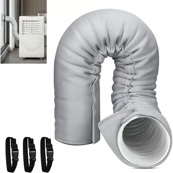 Insulation Sleeve for Air Conditioner Hose - 150 × 53.3 cm - 3 Adjustable Straps - Sun and Dust Protection - Dia. 12.7–15 cm