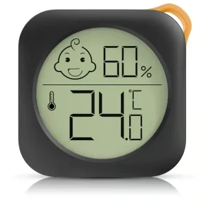 Kompakt Digitalt Innendørs Termometer Hygrometer, Mini Omgivelsestemperatur Monitor og Hygrometer Temperatur- og Fuktighetsmåler (Svart)