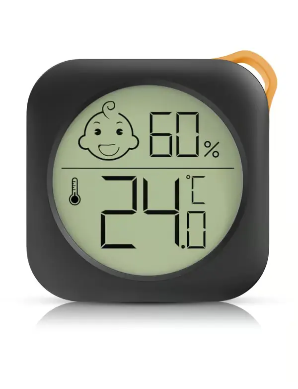 Kompakt Digitalt Innendørs Termometer Hygrometer, Mini Omgivelsestemperatur Monitor og Hygrometer Temperatur- og Fuktighetsmåler (Svart)
