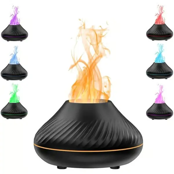Flammeluftfukter Eterisk Oljediffuser, Aromaterapi Diffuser, Superstille Bærbar Luftfukter med Automatisk Avstenging