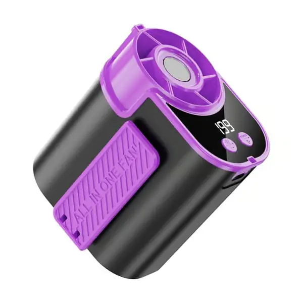 Bærbar midjevifte klimaanlegg, 1800mAH, 199-hastighets oppladbar halsvifte, sterk vind for utendørs arbeid og camping Purple