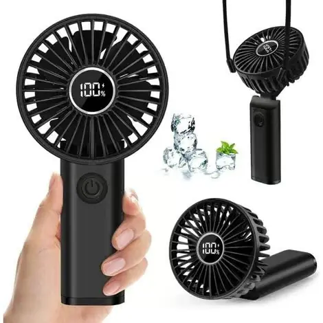 Mini bærbar vifte. USB oppladbar lommevifte med 3600 mAh batteri. Tre-trinns mini bærbar vifte - hvit.