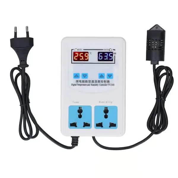 Temperatur- og fuktighetsregulator -20~60 0~100.0%rh LCD-skjerm Humidistat Termostat AC 110220v EU-plugg