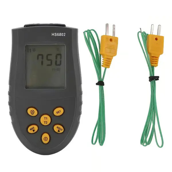 HS6802 Dobbel Kanal Digitalt Termometer Håndholdt Høy Nøyaktighet LCD-Skjerm Temperaturmålingsutstyr for J T E N Type