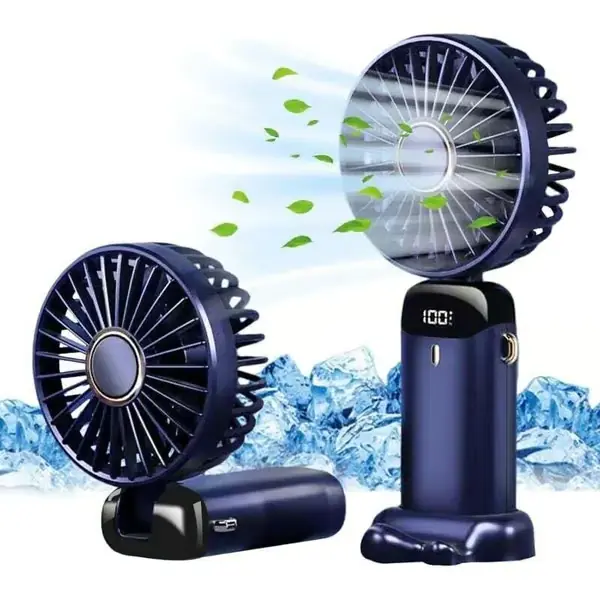 Bærbar turbovifte, 100 hastigheter, sammenleggbar, egnet for innendørs og utendørs bruk - mørkeblå