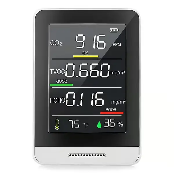 5 i 1 CO2-måler Digital Temperatur Fuktighetssensor Tester Luftkvalitetsmonitor Karbondioksid Tvoc