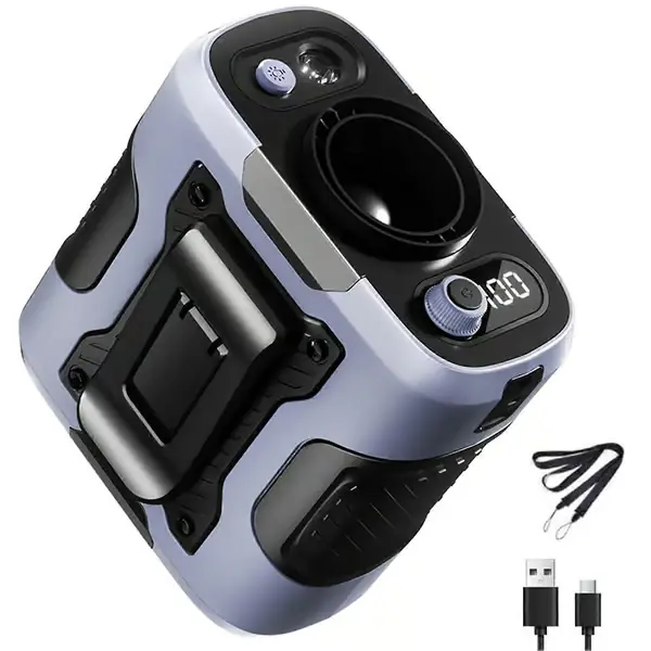 2025 Clip-On Midjevifte, 100 Hastigheter Bærbar Belte Personlig Skjortevifte, Håndfri Kjølevifte med LED-lys for Camping Reiser Sport (FMY) Grey