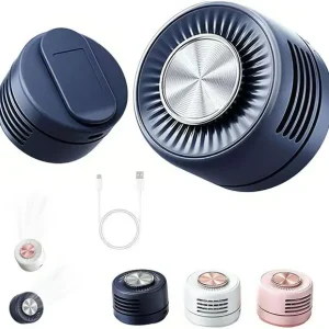 2-pakning bærbar mini bladløs vifte, USB oppladbar klipsvifte, 360° roterbar, 3 hastigheter Blue