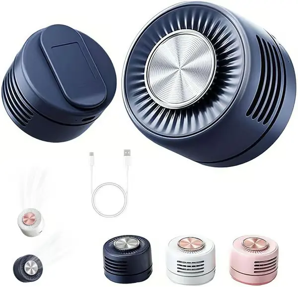 2-pakning bærbar mini bladløs vifte, USB oppladbar klipsvifte, 360° roterbar, 3 hastigheter Blue