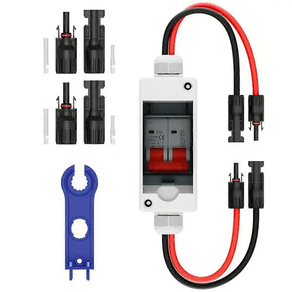 Solcellepanel-frakoblingsbryter, 32A DC 1000V koblingsboks PV-frakoblingsbryter med IP65 vanntett B (BT)