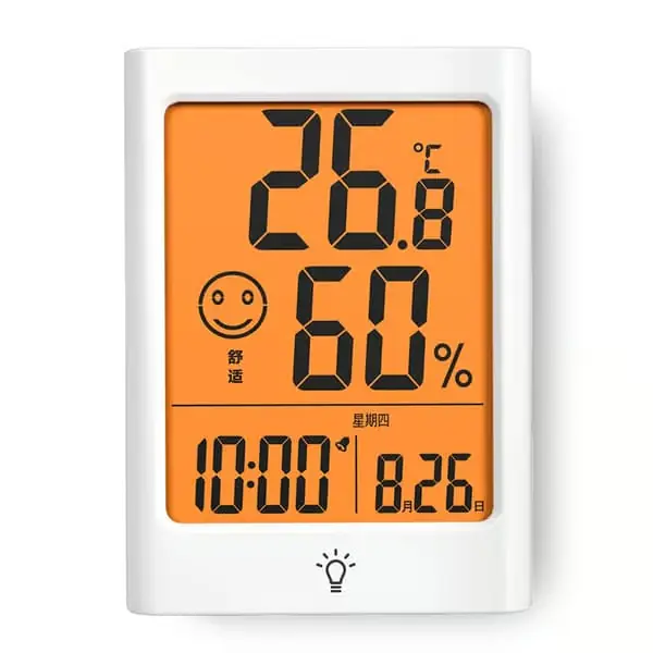 1 digitalt romtermometer og hygrometer med stor skjermbakgrunnsbelysning