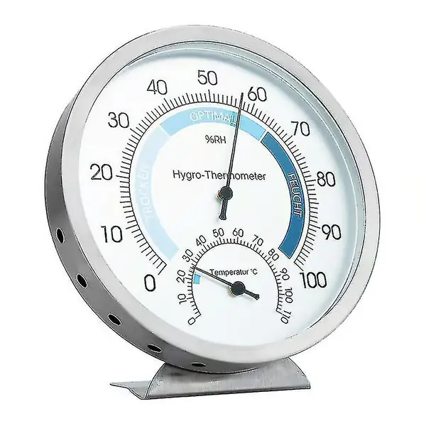 Hygrometer Innendørs Analog Termometer - Høy Kvalitet Rustfritt Stål Fuktighetsmåler Og Romtermometer For Pålitelig Og Komfortabelt Inneklima Co