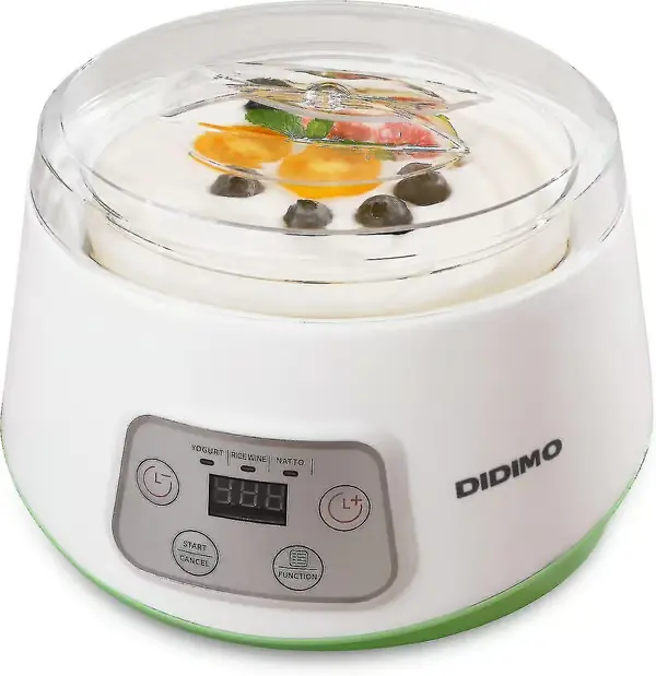 Yoghurtmaskin 2024, 3 i 1 Gresk Yoghurtmaskin, kan lage Yoghurt/Natto/Risvin, automatisk digital yoghurtmaskin med tidskontroll, 1,2 liter glass