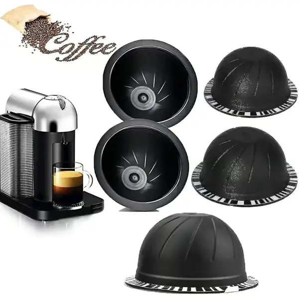 5 stk gjenbrukbare Vertuo Pods påfyllbare kaffekapsler (brun 150 ml, 5)