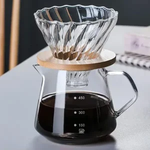Pour-Over Kaffetrakter - 20 OZ / 600ML Glasskaraffel Kaffeserver med Trakt/filter i Glass, Bryggesett 600ml 600ml