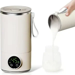 Bærbar vannkoker 400 ml, USB-oppladbar vannvarmer i rustfritt stål med doble 3000 mAh-batterier.
