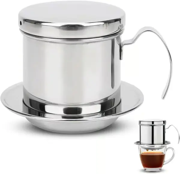 Vietnamesisk kaffefilter, kaffefilter i rustfritt stål, vietnamesisk kaffekanne, enkel dryppkaffekanne for hjemmebruk